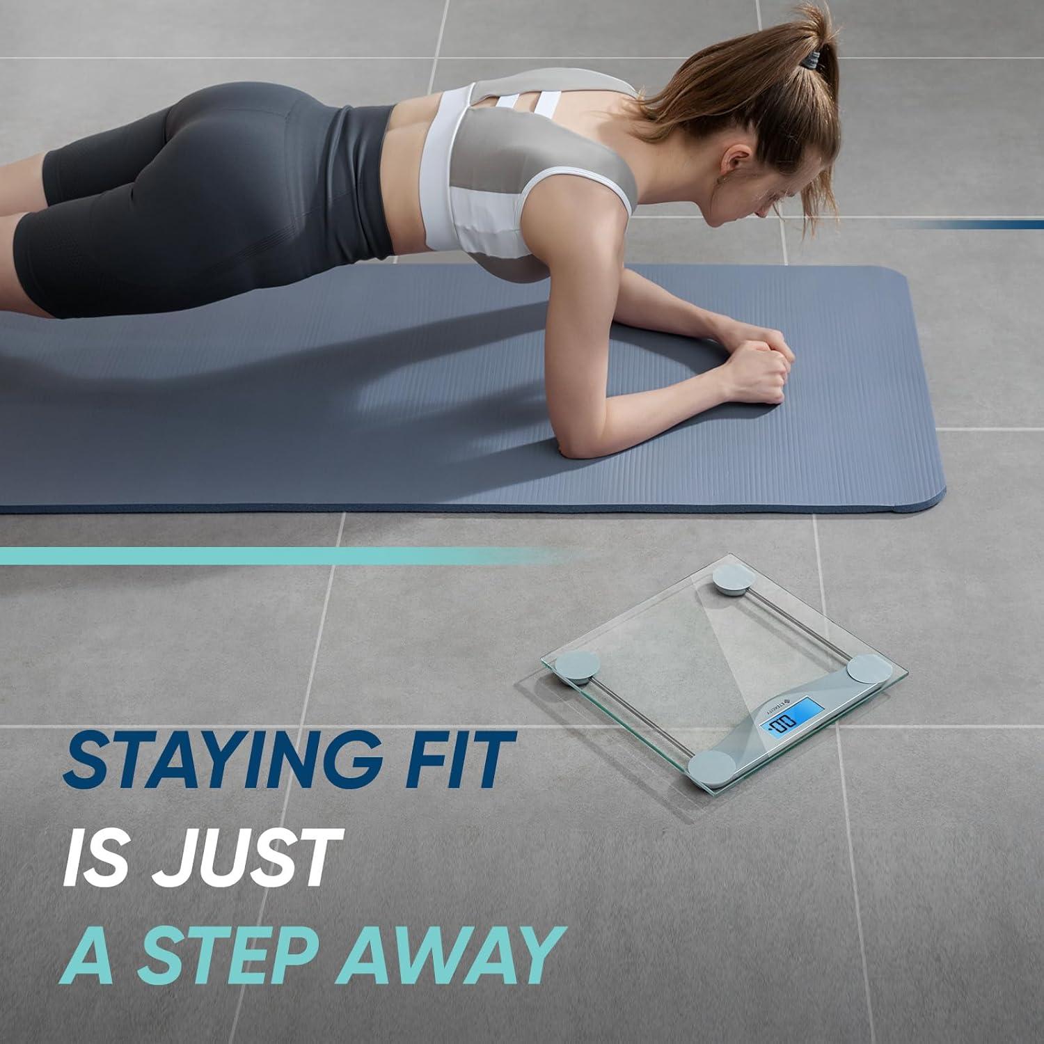 imageEtekcity Smart Scale for Body Weight Fat Digital Bathroom Weighing Machine for Accurate BMI Muscle Mass Composition Home Use Apple Health Compatible Fitness EquipmentBlinding Silver