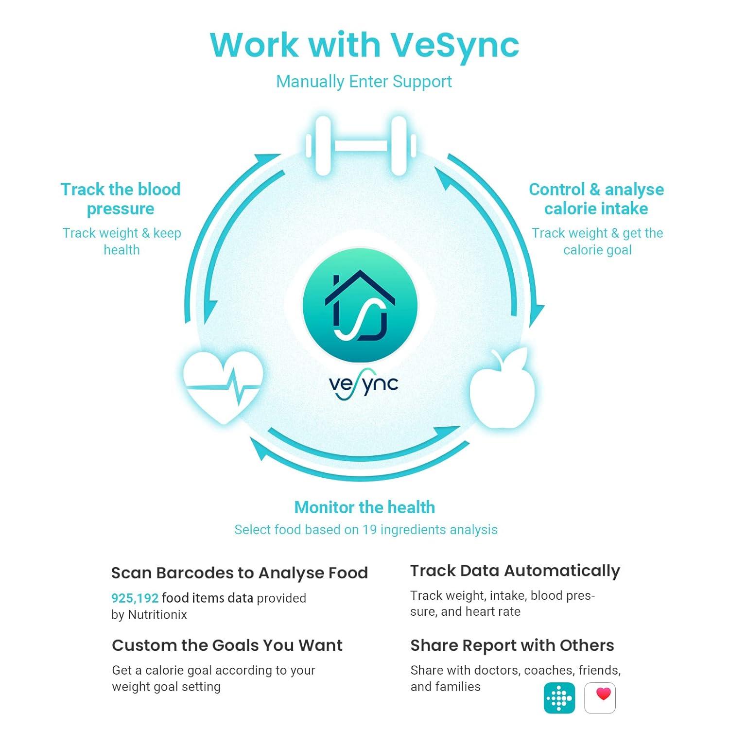 imageEtekcity Smart Scale for Body Weight Fat Digital Bathroom Weighing Machine for Accurate BMI Muscle Mass Composition Home Use Apple Health Compatible Fitness EquipmentBlack