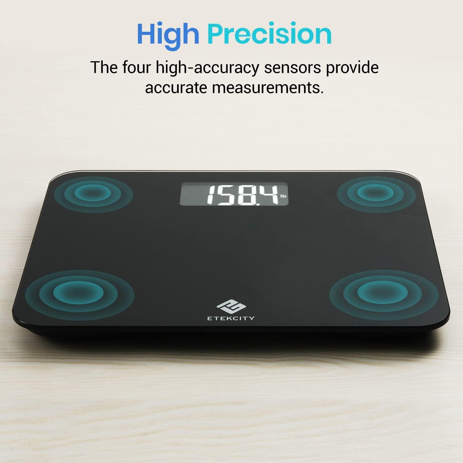imageEtekcity Smart Scale for Body Weight Fat Digital Bathroom Weighing Machine for Accurate BMI Muscle Mass Composition Home Use Apple Health Compatible Fitness EquipmentBlackLarger