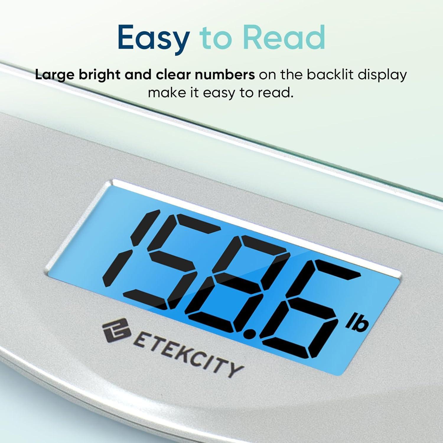 imageEtekcity Smart Scale for Body Weight Fat Digital Bathroom Weighing Machine for Accurate BMI Muscle Mass Composition Home Use Apple Health Compatible Fitness EquipmentBlinding Silver