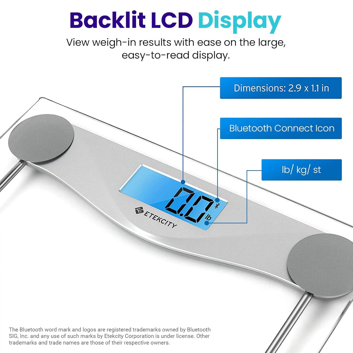 imageEtekcity Smart Scale for Body Weight Fat Digital Bathroom Weighing Machine for Accurate BMI Muscle Mass Composition Home Use Apple Health Compatible Fitness EquipmentBluetoothBlinding Silver