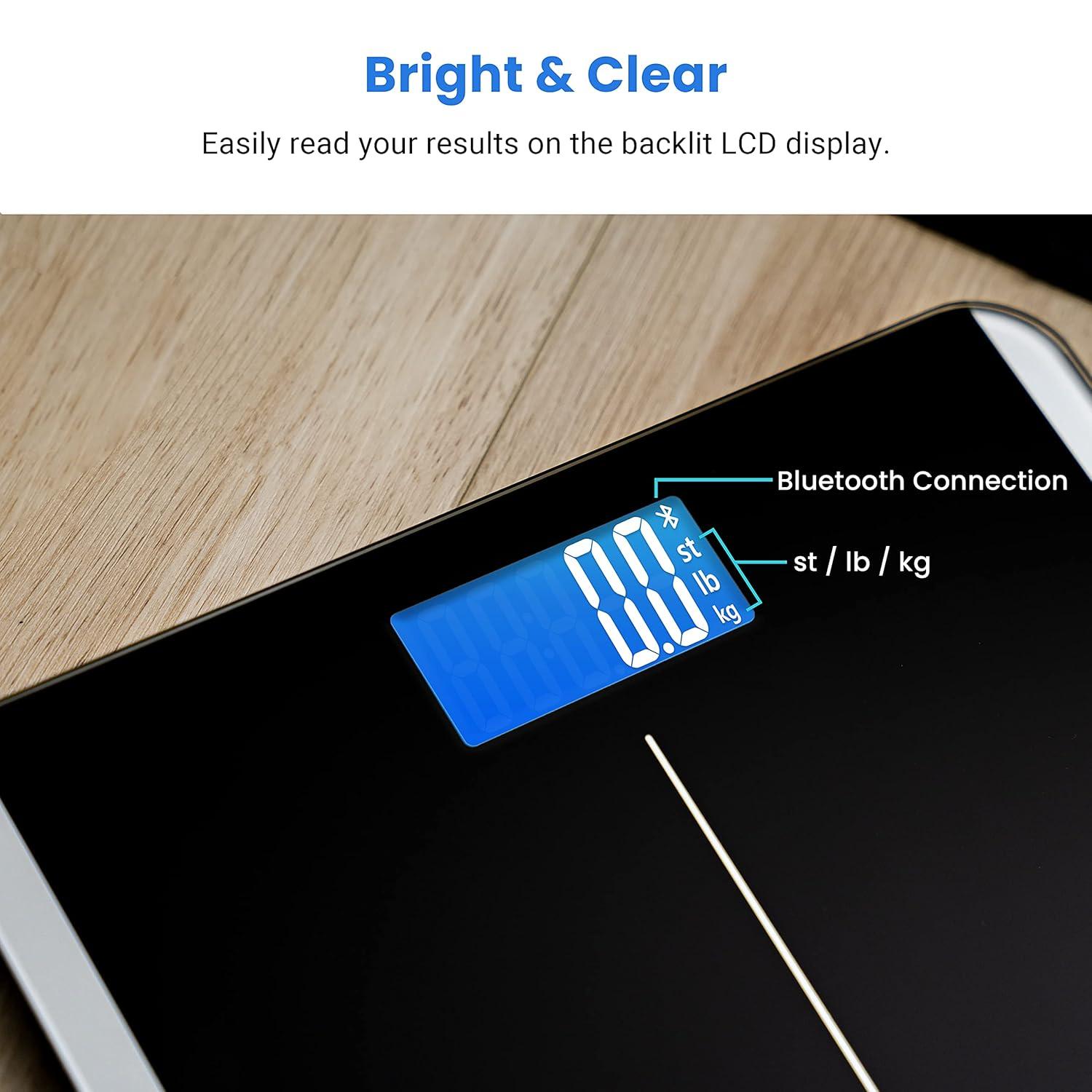 imageEtekcity Smart Scale for Body Weight Fat Digital Bathroom Weighing Machine for Accurate BMI Muscle Mass Composition Home Use Apple Health Compatible Fitness EquipmentBluetoothBlack