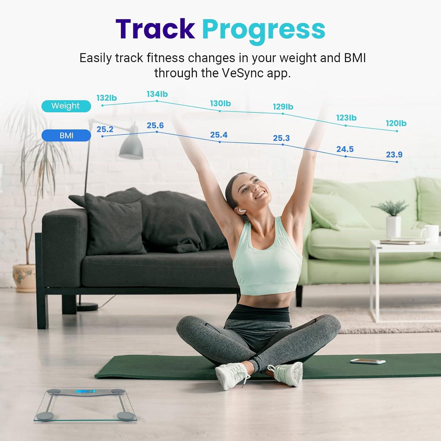 imageEtekcity Smart Scale for Body Weight Fat Digital Bathroom Weighing Machine for Accurate BMI Muscle Mass Composition Home Use Apple Health Compatible Fitness EquipmentBluetoothBlinding Silver