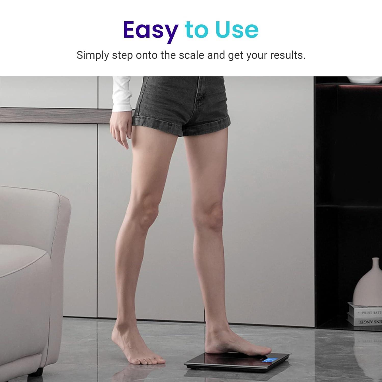 imageEtekcity Smart Scale for Body Weight Fat Digital Bathroom Weighing Machine for Accurate BMI Muscle Mass Composition Home Use Apple Health Compatible Fitness EquipmentBlack