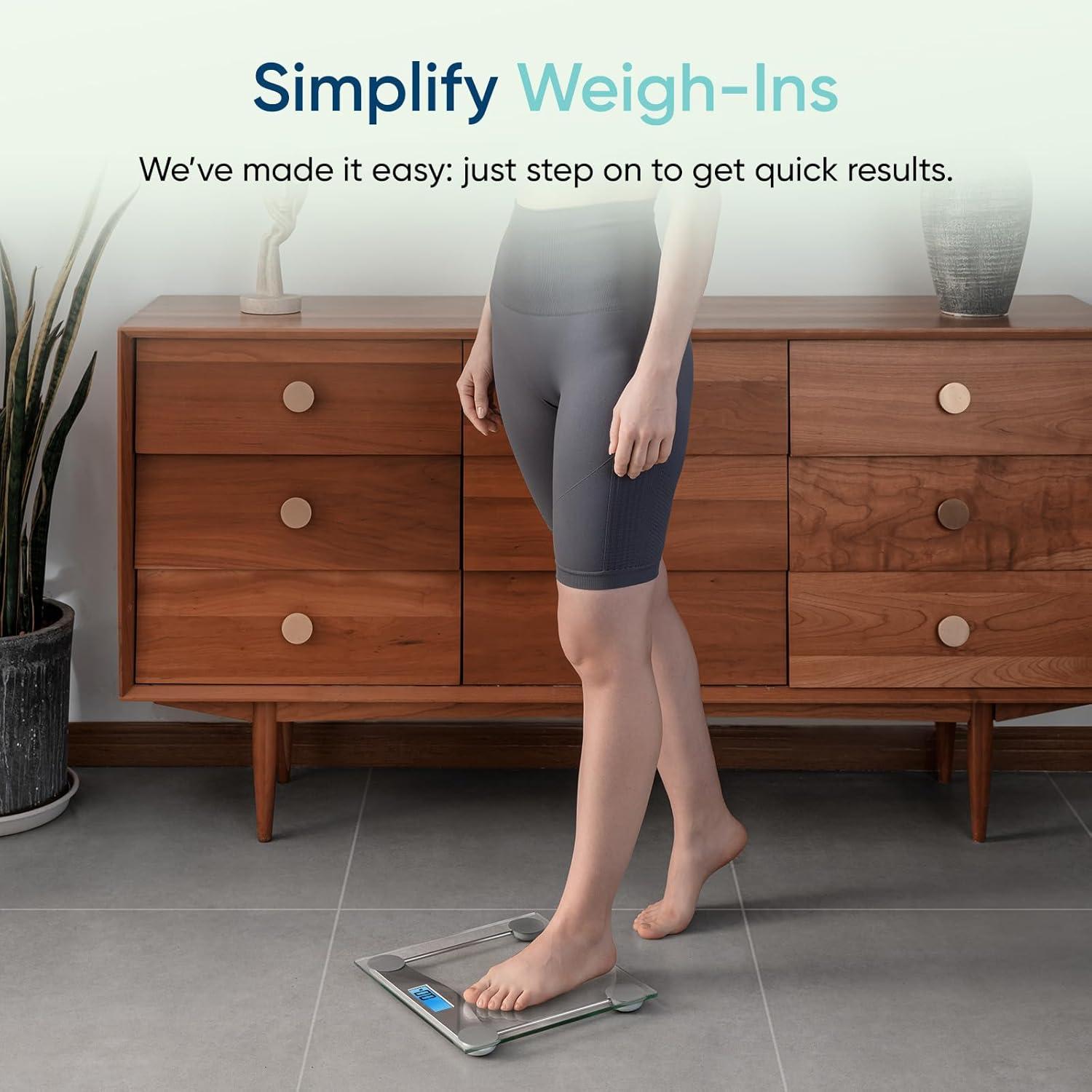 imageEtekcity Smart Scale for Body Weight Fat Digital Bathroom Weighing Machine for Accurate BMI Muscle Mass Composition Home Use Apple Health Compatible Fitness EquipmentBlinding Silver