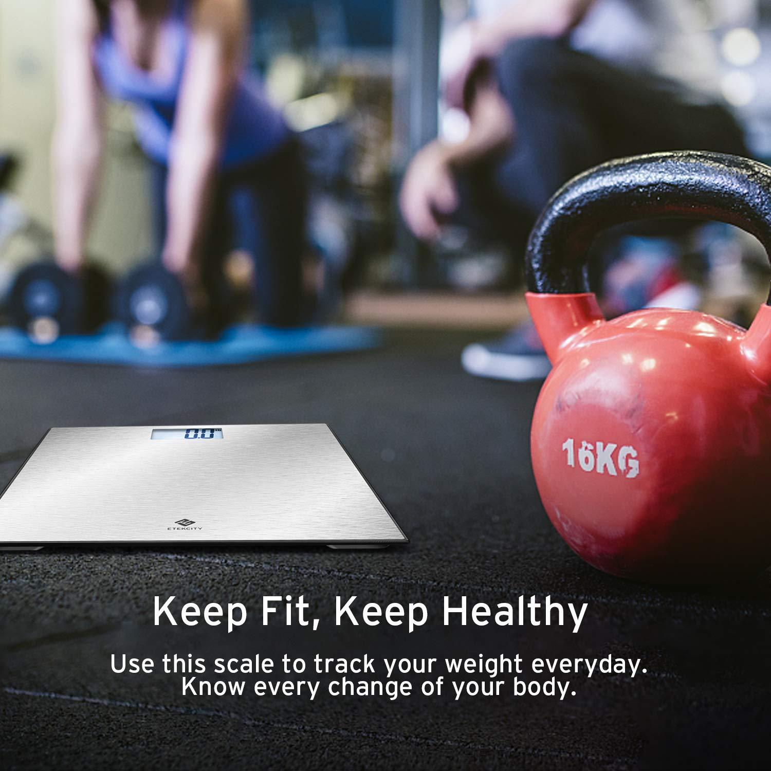 imageEtekcity Smart Scale for Body Weight Fat Digital Bathroom Weighing Machine for Accurate BMI Muscle Mass Composition Home Use Apple Health Compatible Fitness EquipmentStainless SteelGrey