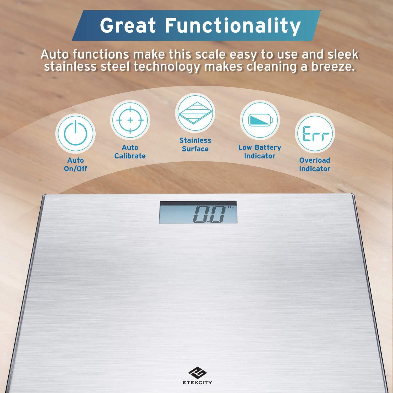 imageEtekcity Smart Scale for Body Weight Fat Digital Bathroom Weighing Machine for Accurate BMI Muscle Mass Composition Home Use Apple Health Compatible Fitness EquipmentStainless SteelGrey