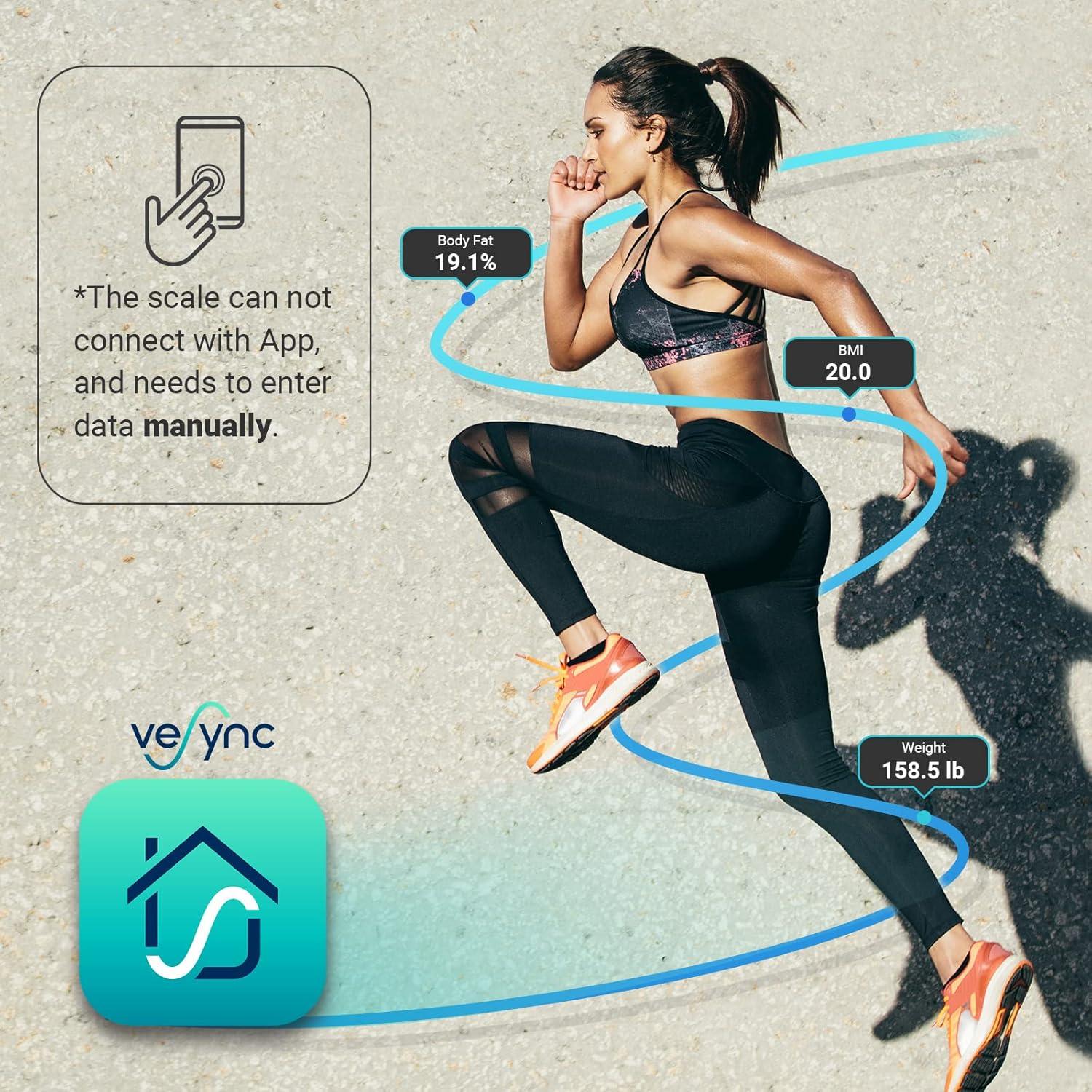 imageEtekcity Smart Scale for Body Weight Fat Digital Bathroom Weighing Machine for Accurate BMI Muscle Mass Composition Home Use Apple Health Compatible Fitness EquipmentBlack