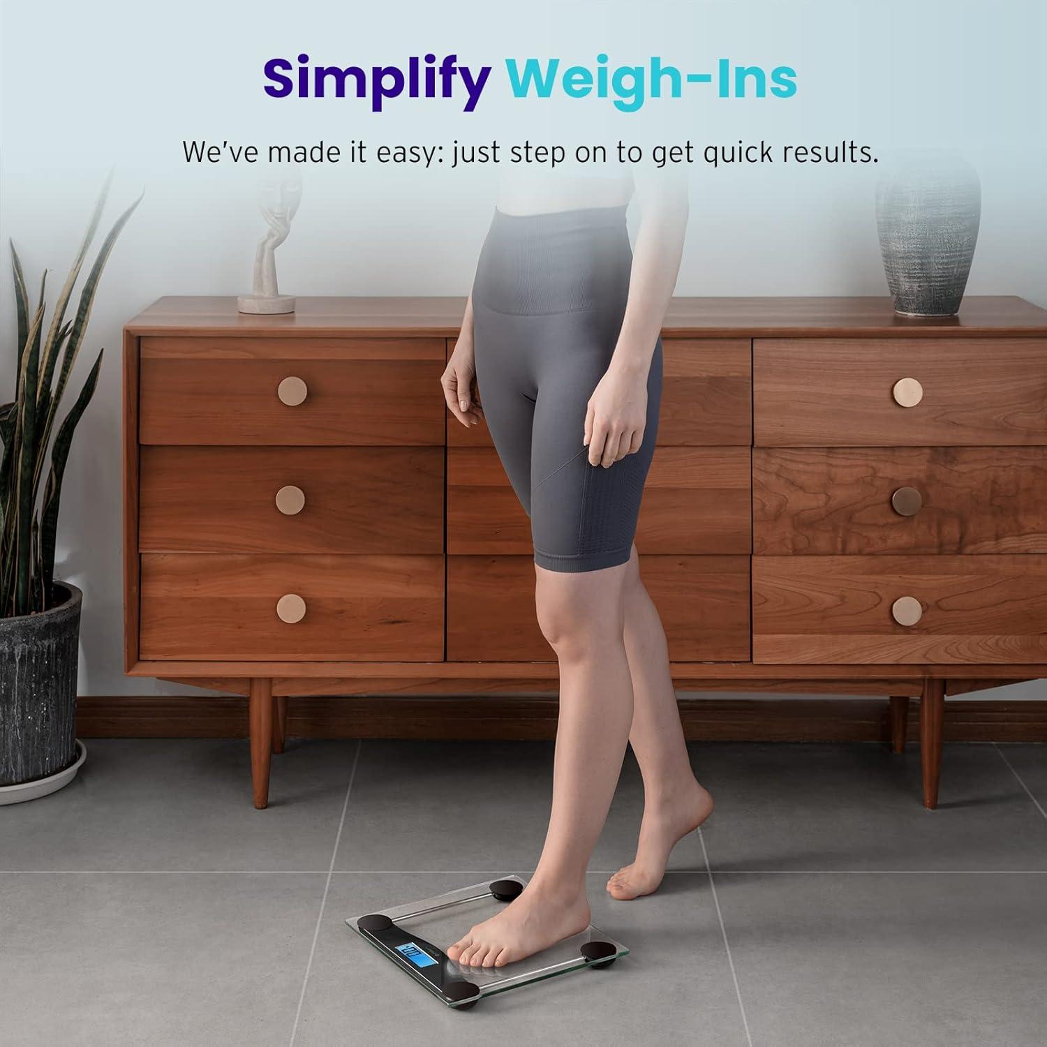 imageEtekcity Smart Scale for Body Weight Fat Digital Bathroom Weighing Machine for Accurate BMI Muscle Mass Composition Home Use Apple Health Compatible Fitness EquipmentTransparentBlack