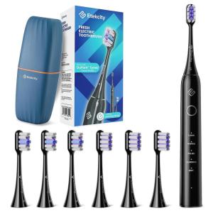 imageEtekcity Unisex Electric Toothbrush for Adults and Kids Corded White 5 Modes 2Minute Timer 3Hour Battery Life Travel CaseBlack