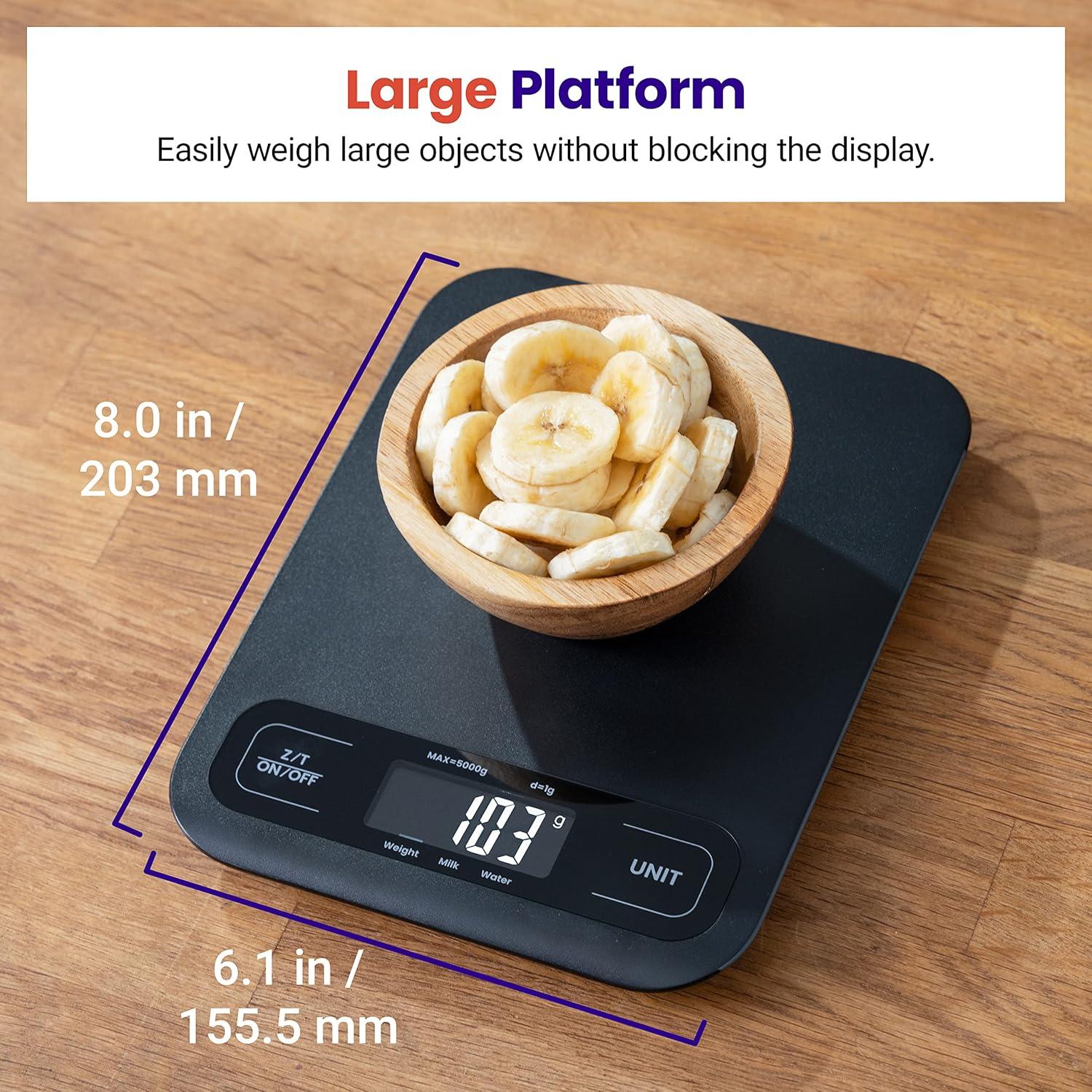 imageEtekcity Food Kitchen Scale Digital Mechanical Weighing ScaleGrams and Ounces for Weight Loss Baking Cooking Keto and Meal Prep Large Matte BlackLarge SizeBlack