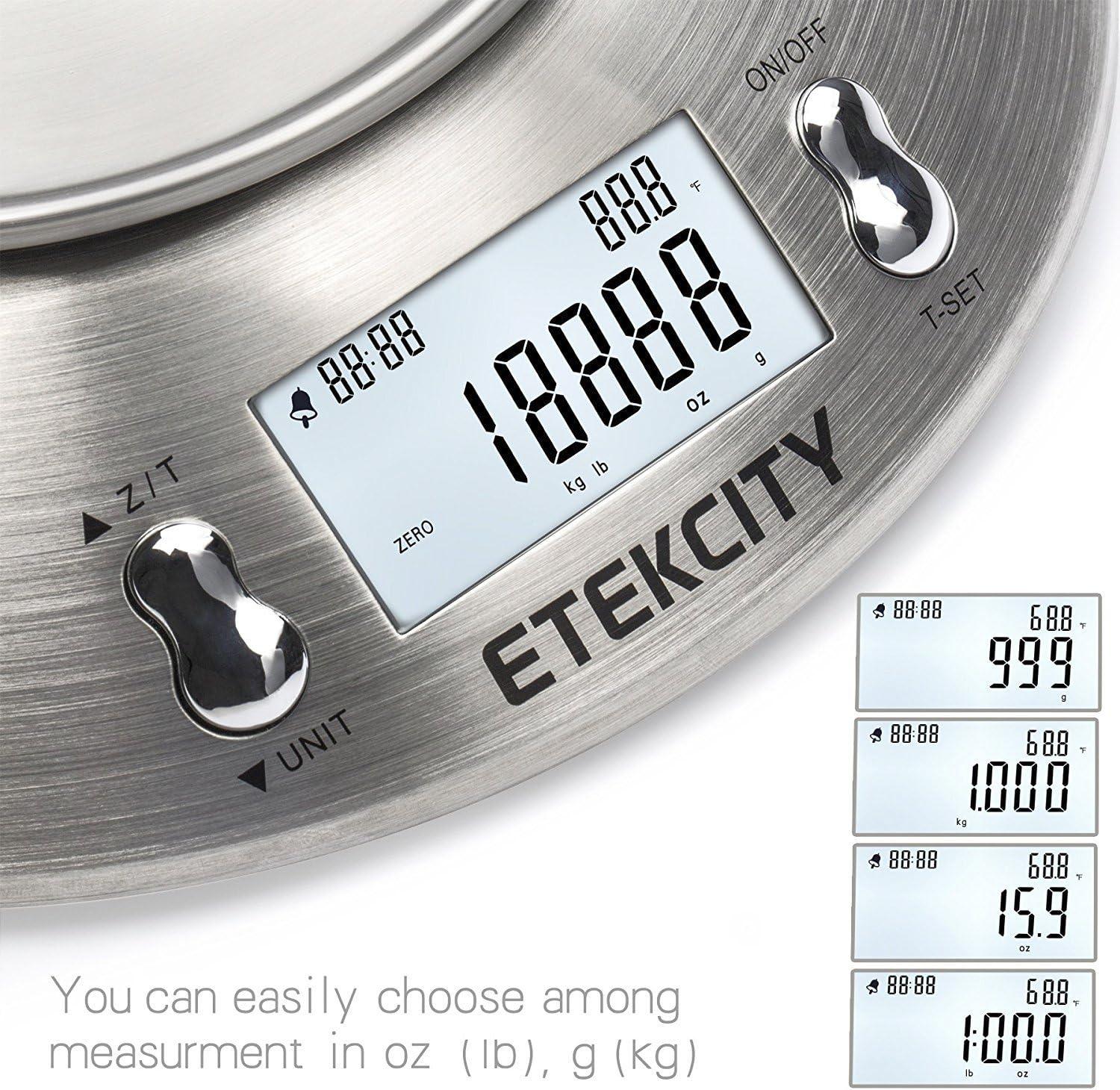 imageEtekcity Food Kitchen Scale With Bowl Digital Ounces and Grams for Cooking Baking Meal Prep Dieting and Weight Loss 11lb5kg Backlit DisplayStainless SteelSilver