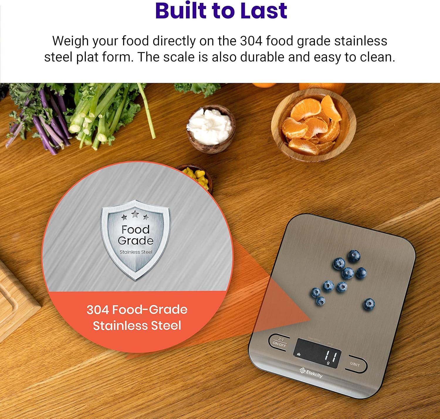 imageEtekcity Food Nutrition Kitchen Scale Digital Grams and Ounces for Weight Loss Baking Cooking Keto and Meal Prep Large 304 Stainless SteelLargeSmart