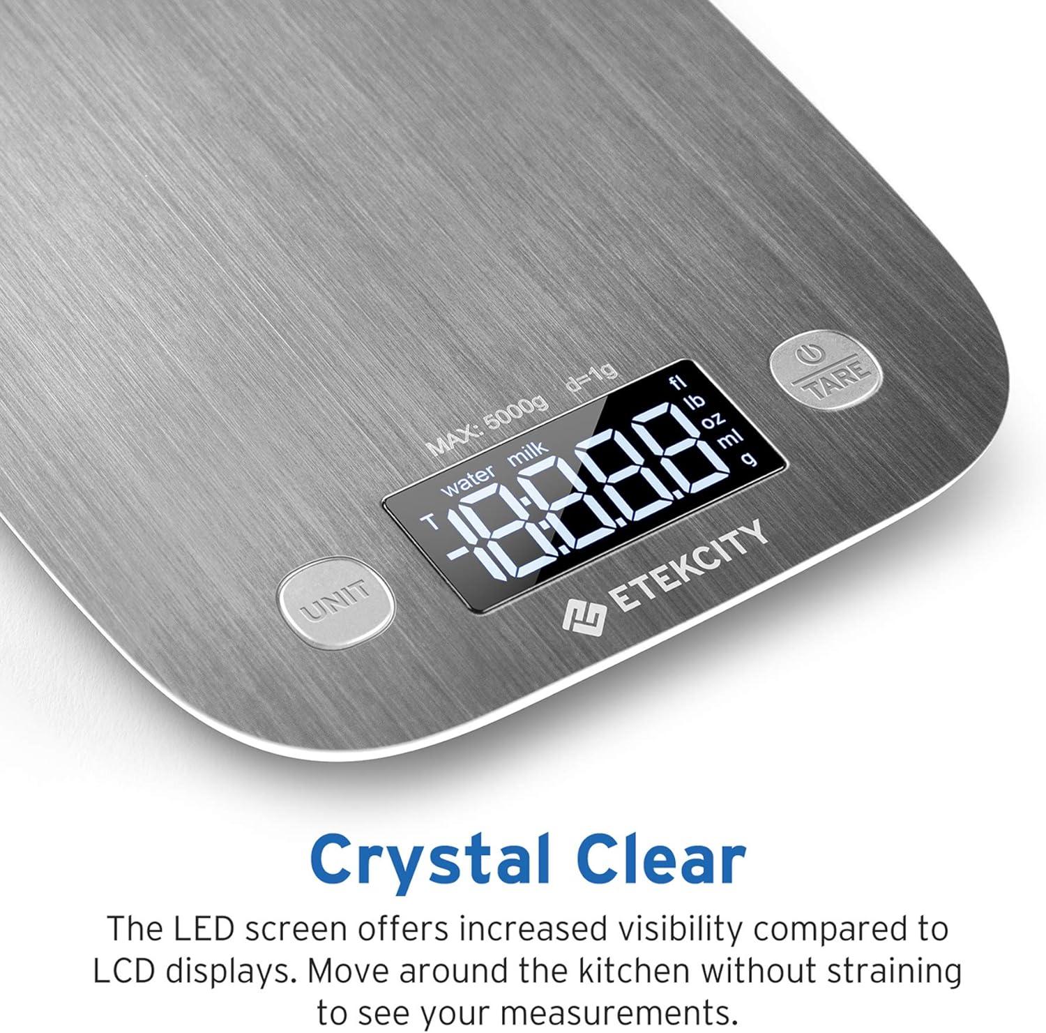 imageEtekcity Food Nutrition Kitchen Scale Digital Grams and Ounces for Weight Loss Baking Cooking Keto and Meal Prep Large 304 Stainless SteelSilver Gray