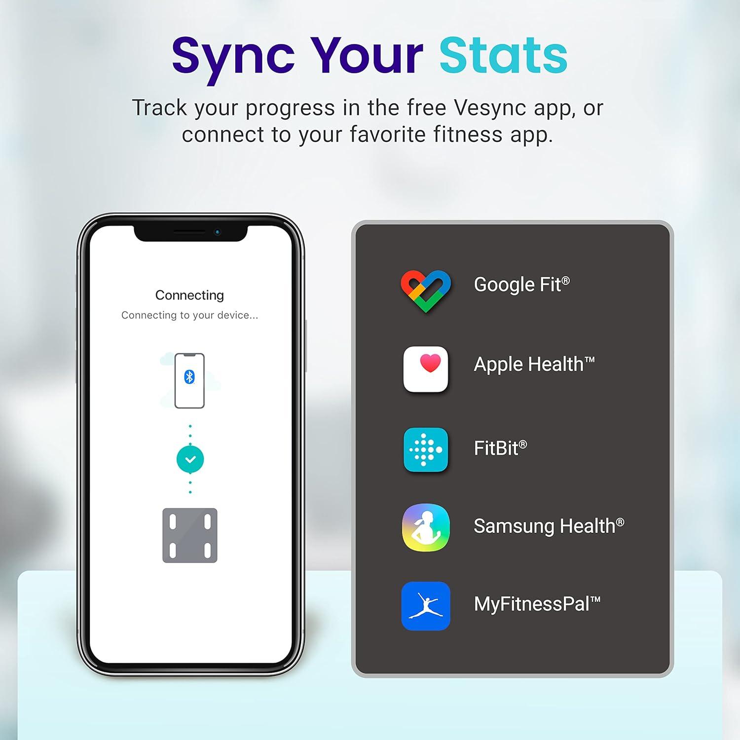 imageEtekcity Scales for Body Weight Bathroom Digital Weight Scale Fat Smart Bluetooth BMI and Loss Sync 13 Data with Other Fitness Apps Black 11x11 InchBlackDeep