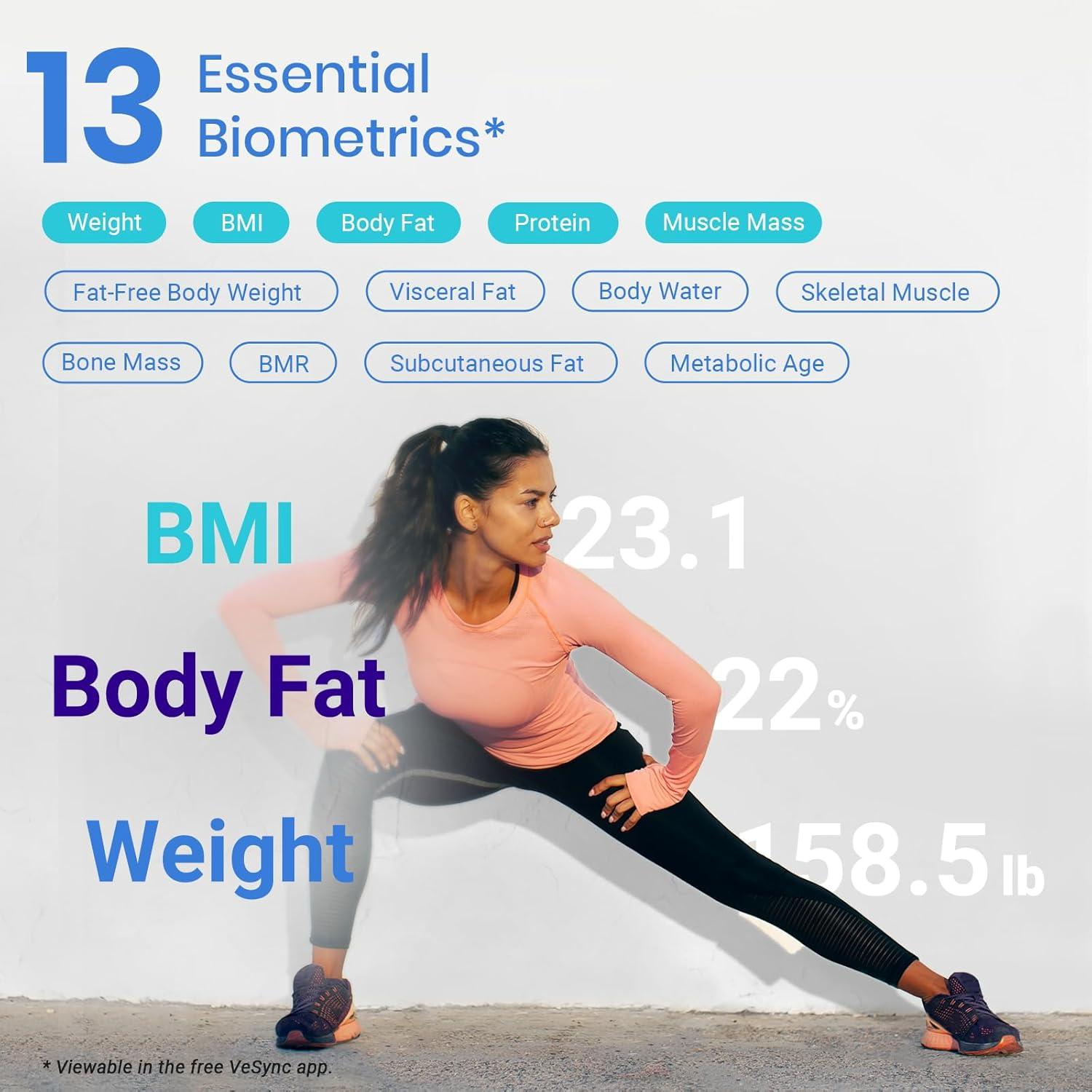 imageEtekcity Scales for Body Weight Bathroom Digital Weight Scale Fat Smart Bluetooth BMI and Loss Sync 13 Data with Other Fitness Apps Black 11x11 InchClassic White