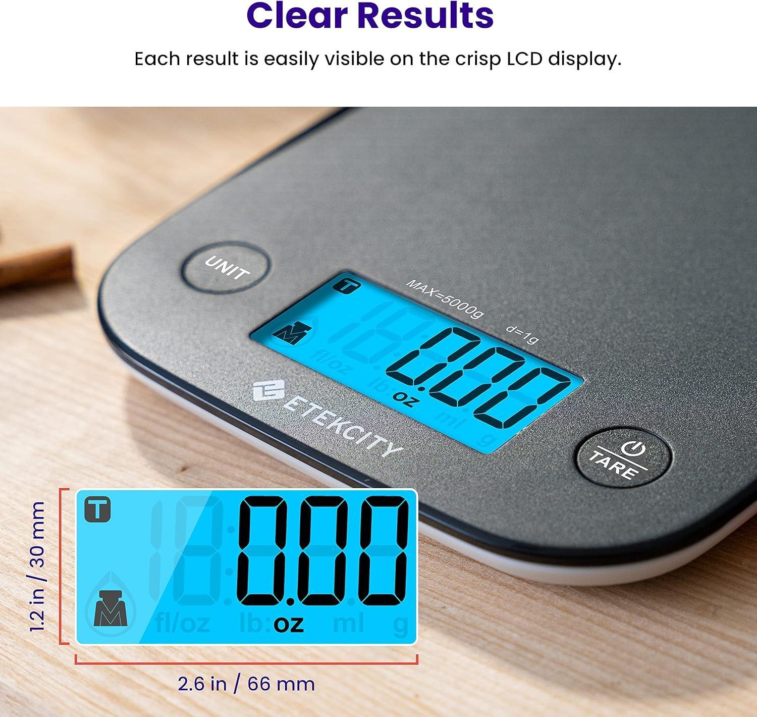 imageEtekcity Smart Food Kitchen Scale with Nutritional Calculator Free App with 19 Nutrients Tracking Calorie Marco Digital grams and ounces for weight loss Premium Stainless Steel 11lbBlack