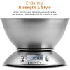 imageEtekcity Food Kitchen Scale With Bowl Digital Ounces and Grams for Cooking Baking Meal Prep Dieting and Weight Loss 11lb5kg Backlit DisplayStainless SteelSilver
