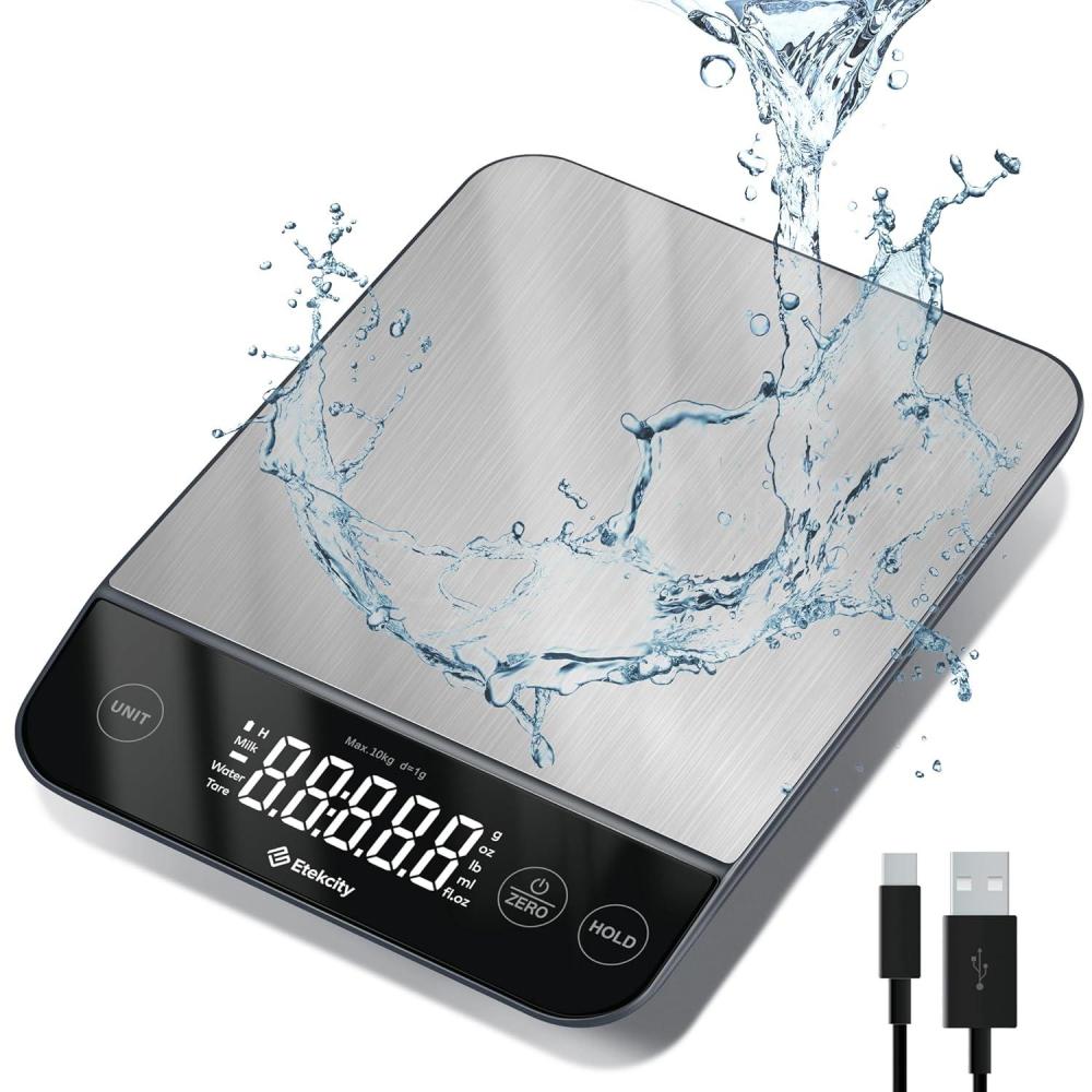 imageEtekcity Food Kitchen Scale Digital Grams and Ounces for Weight Loss Baking Cooking Keto and Meal Prep LCD Display Medium 304 Stainless SteelStainless SteelSilver