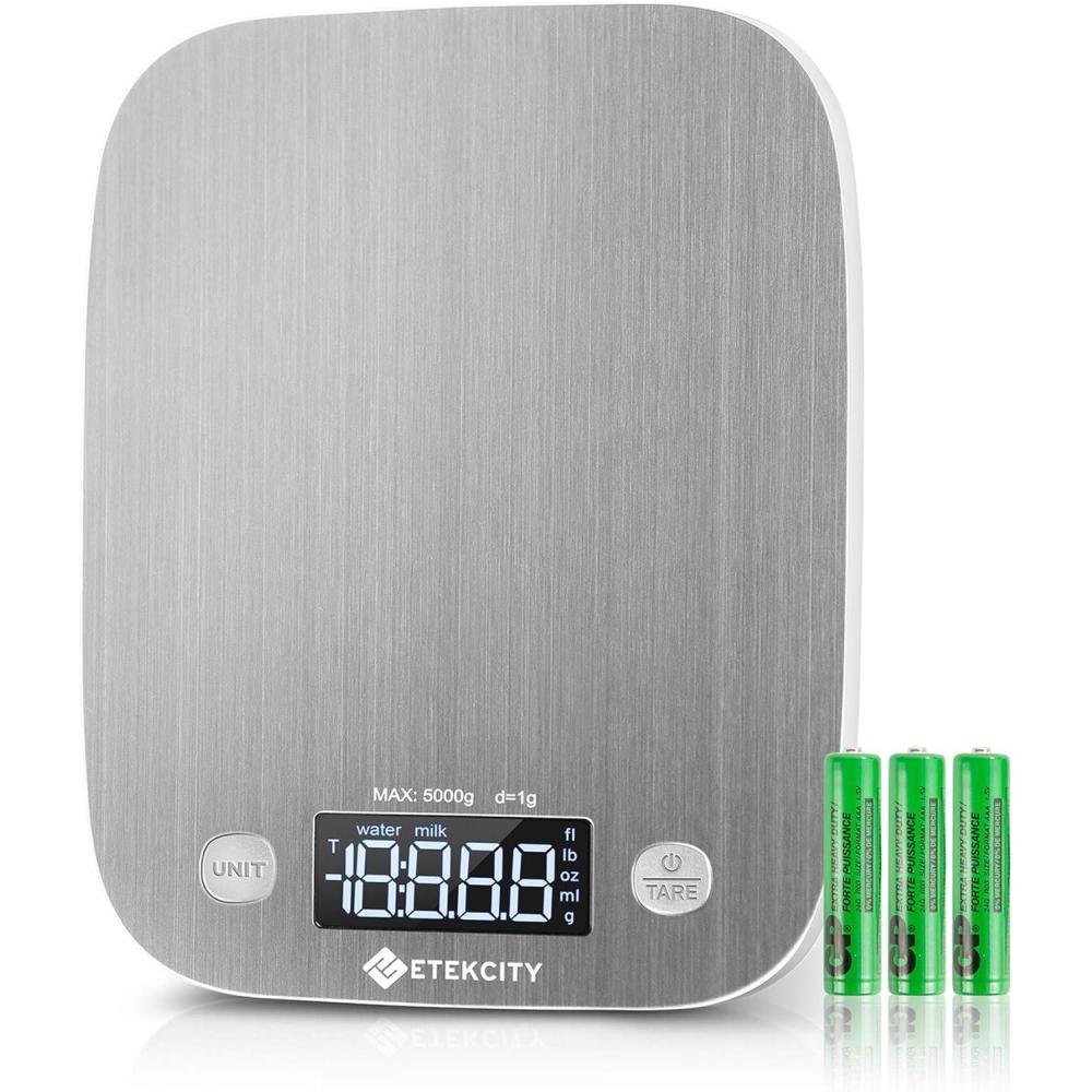 imageEtekcity Food Nutrition Kitchen Scale Digital Grams and Ounces for Weight Loss Baking Cooking Keto and Meal Prep Large 304 Stainless SteelSilver Gray