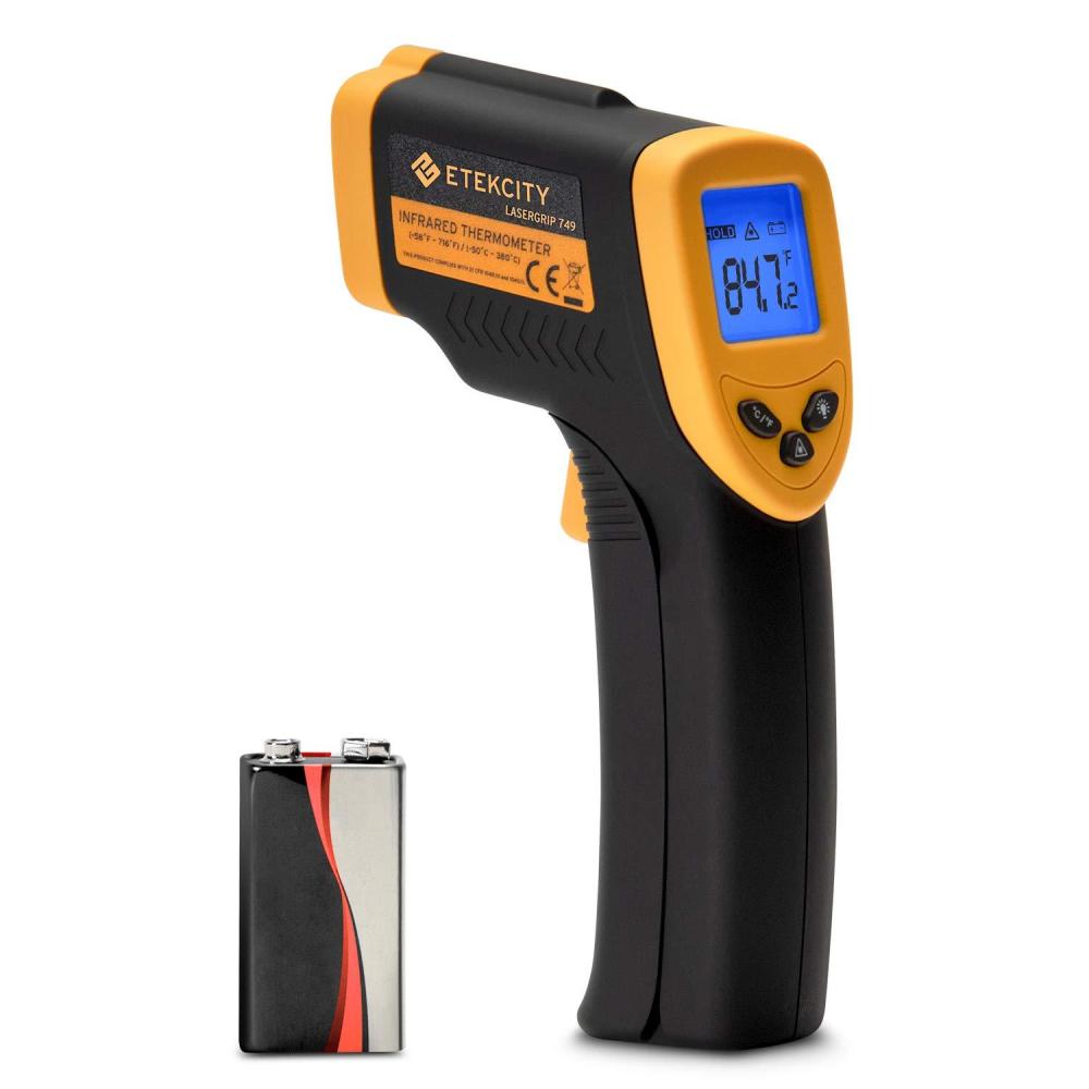 imageEtekcity Infrared Thermometer 749 Not for Human Temperature Gun NonContact Digital Lasergrip with LCD Backlit Display 58 to 716 50 to 380 BlackYellowYellow