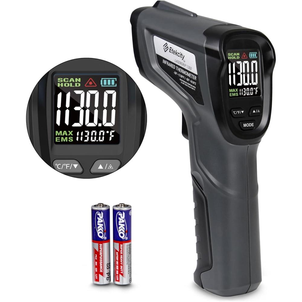 imageEtekcity Infrared Thermometer Temperature Gun 800 58 to 1382 with 161 DTS Ratio Digital Laser Temp IR Tool for Cooking Pizza Oven Griddle Fridge Engine Pool Non Contact YellowBlack