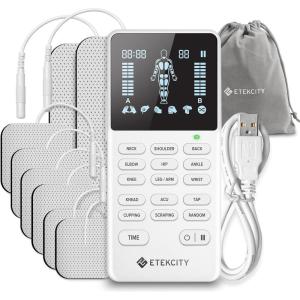 imageEtekcity 4Channel Rechargeable TENS Unit  Muscle Stimulator for DrugFree Pain Relief AfterExercise Relaxation Physical Therapy 8 Electrode Pads Back Neck Shoulder Sciatica Period Cramps