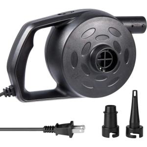 imageEtekcity Air Pump for Inflatables Portable Electric Air Mattress Pump QuickFill Perfect InflatorDeflator for Couch Blow up Pool Floats Raft Bed Boat Toy with Nozzles 110120V BlackDark Black