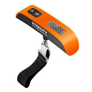 imageEtekcity Fishing Scale with Backlit LCD Display 110lb50kg Digital Electronic Hanging Hook Scale with Batteries and Carry Pouch Included Black NonSlip HandleOrange