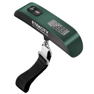 imageEtekcity Fishing Scale with Backlit LCD Display 110lb50kg Digital Electronic Hanging Hook Scale with Batteries and Carry Pouch Included Black NonSlip HandleGreen