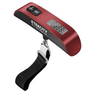 imageEtekcity Fishing Scale with Backlit LCD Display 110lb50kg Digital Electronic Hanging Hook Scale with Batteries and Carry Pouch Included Black NonSlip HandleClaret Red