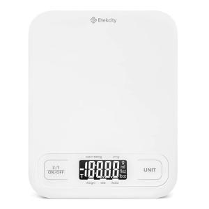 imageEtekcity Food Kitchen Scale Digital Grams and Ounces for Weight Loss Baking Cooking Keto and Meal Prep LCD Display Medium 304 Stainless SteelLarge SizeWhite