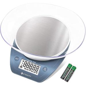 imageEtekcity Food Kitchen Scale With Bowl Digital Ounces and Grams for Cooking Baking Meal Prep Dieting and Weight Loss 11lb5kg Backlit DisplayPrussian Blue