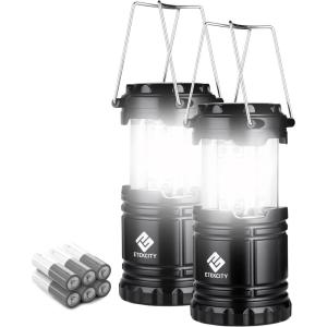 imageEtekcity Lantern Camping Essentials Lights Led Flashlight for Power Outages Survival Gear and Supplies for Emergency Hurricane Preparedness Items  Battery Operated Lamp 2 Pack Black