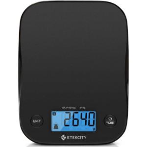 imageEtekcity Smart Food Kitchen Scale with Nutritional Calculator Free App with 19 Nutrients Tracking Calorie Marco Digital grams and ounces for weight loss Premium Stainless Steel 11lbBlack