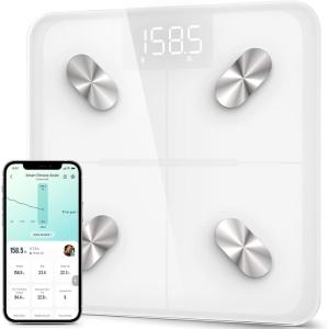 imageEtekcity Smart Scale for Body Weight Bathroom Digital Weighing Scale with BMI Body Fat Muscle Mass Accurate Bluetooth Home User Health Equipment Sync AppsClassic White