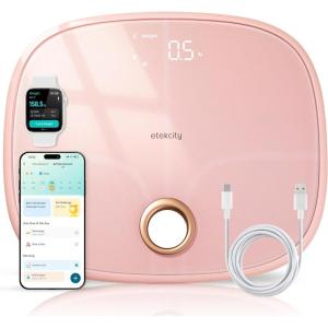 imageEtekcity Smart Scale for Body Weight Bathroom Digital Weighing Scale with BMI Body Fat Muscle Mass Accurate Bluetooth Home User Health Equipment Sync AppsRechargeableCotton Candy Pink