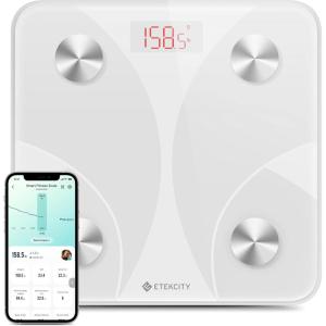 imageEtekcity Smart Scale for Body Weight Bathroom Digital Weighing Scale with BMI Body Fat Muscle Mass Accurate Bluetooth Home User Health Equipment Sync AppsWhite