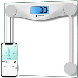 imageEtekcity Smart Scale for Body Weight Fat Digital Bathroom Weighing Machine for Accurate BMI Muscle Mass Composition Home Use Apple Health Compatible Fitness EquipmentBluetoothBlinding Silver