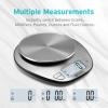 imageEtekcity 11lb5kg Stainless Steel Digital Kitchen Food Scales with Liquid Volume Measurement Function Auto ZeroTare and Large Backlight LCD Display SilverBasic1 g round