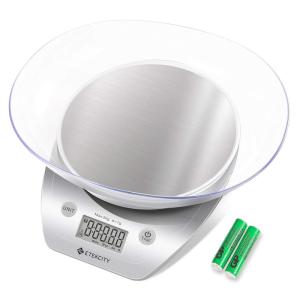 imageEtekcity Food Kitchen Scale Bowl Digital Ounces and Grams for Cooking Baking Meal Prep Dieting and Weight Loss 11lb5kg SilverSilver