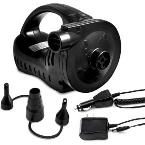 imageEtekcity Electric Air Pump Rechargeable Portable Air Mattress Pump Cordless QuickFill Inflator Deflator for Pool Inflatables Raft Bed Boat Pool Toy Floats with 3 NozzlesBlack